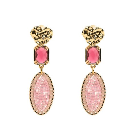 Beaded Earrings - oval shape (comes in variations of colors)