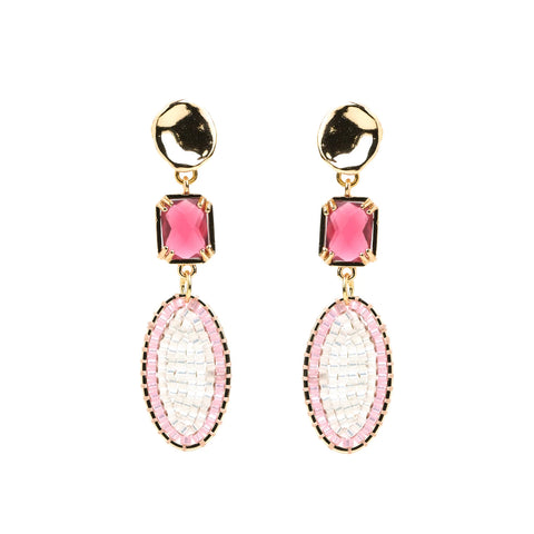 Beaded Earrings - oval shape (comes in variations of colors)