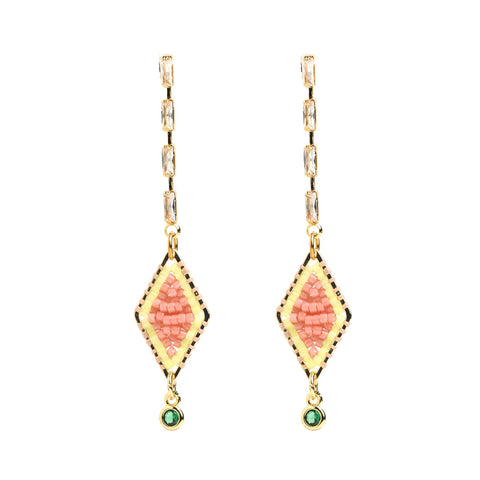Beaded Earrings - diamond shape (comes in variations of colors)