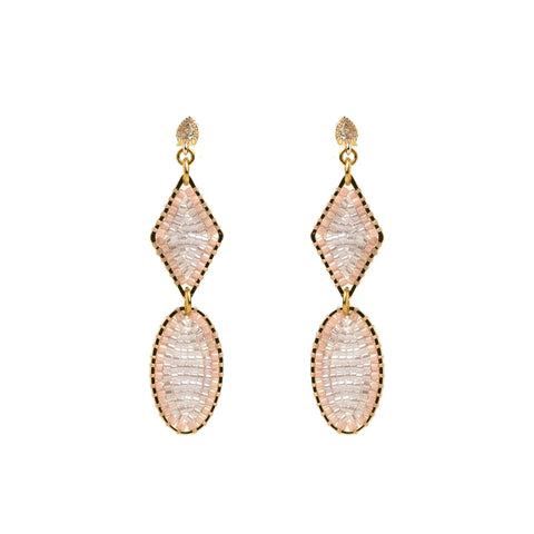 Beaded Earrings - oval diamond (comes in variations of colors)