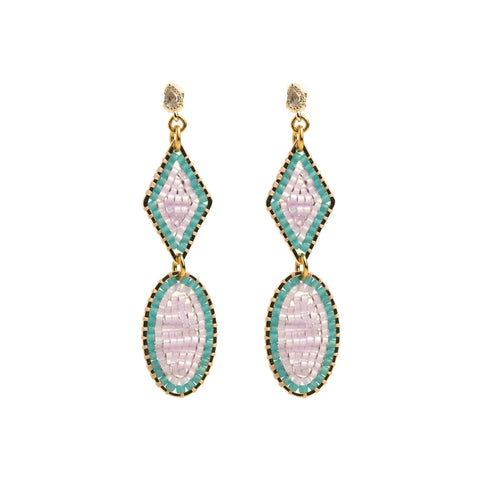 Beaded Earrings - oval diamond (comes in variations of colors)