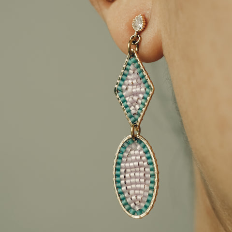 Beaded Earrings - oval diamond (comes in variations of colors)