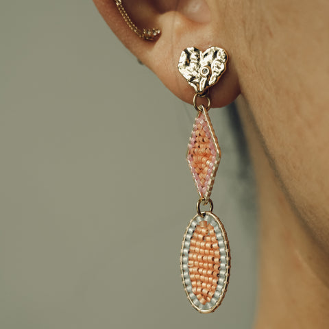 Beaded Earrings - oval diamond (comes in variations of colors)