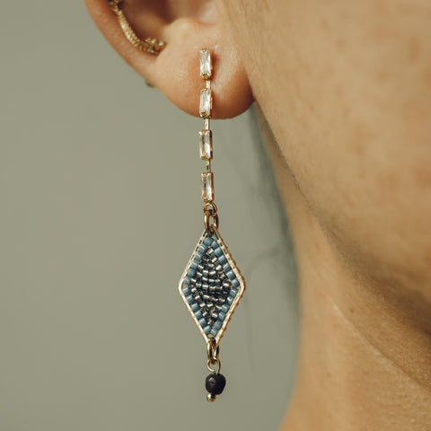 Beaded Earrings - diamond shape (comes in variations of colors)