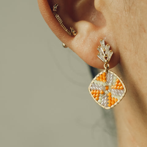 Beaded Earrings (Limited edition) - Rectangle shape (comes in various color)