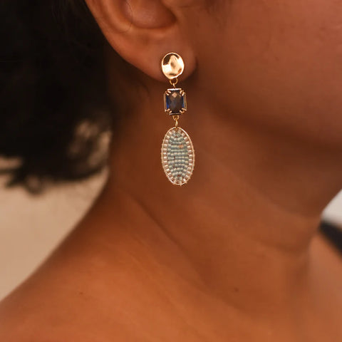 Beaded Earrings - oval shape (comes in variations of colors)