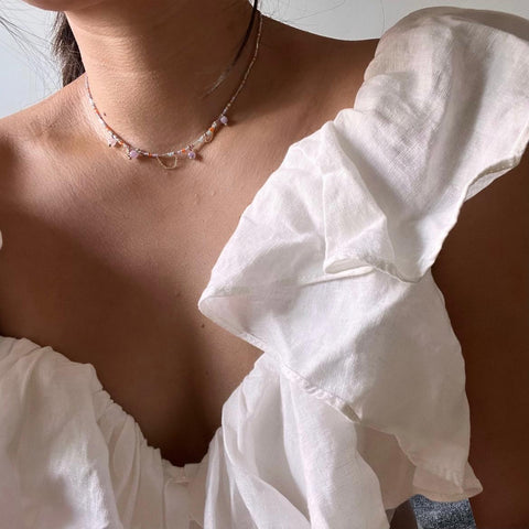 15" Peach Orchid Necklace