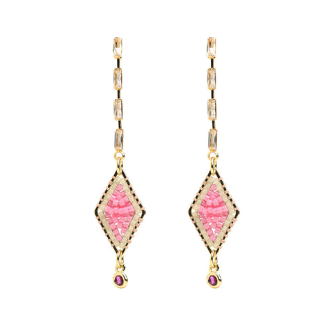 Beaded Earrings - diamond shape (comes in variations of colors)