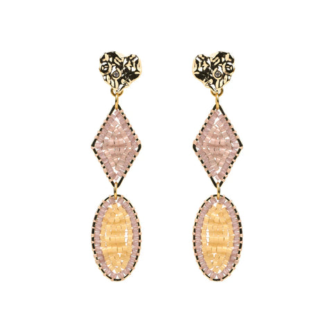 Beaded Earrings - oval diamond (comes in variations of colors)