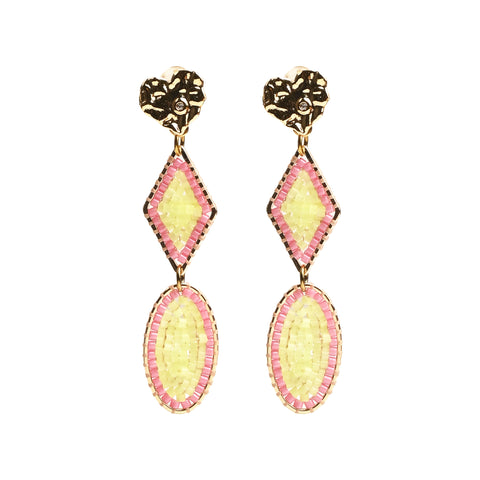 Beaded Earrings - oval diamond (comes in variations of colors)
