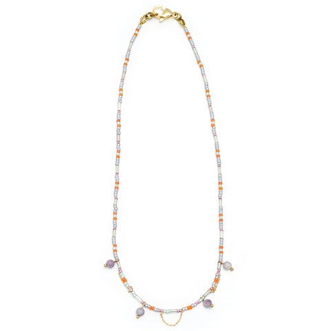 15" Peach Orchid Necklace