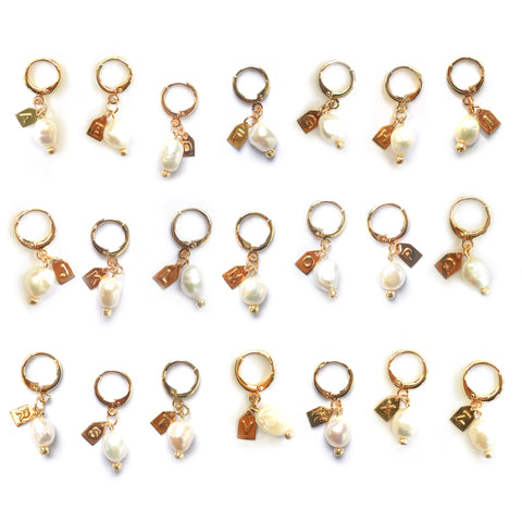 Pearl Alphabet Stamp Earrings (customise your initial/s)