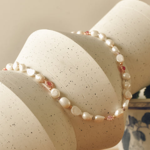 16" Pearl Necklace - Beetroot