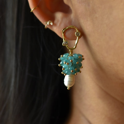 Grape Earrings - Aquamarine (comes in mini)