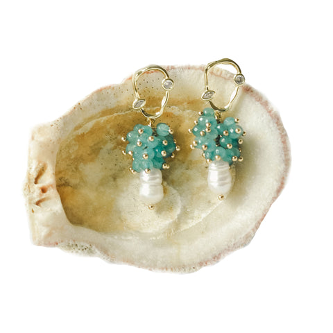 Grape Earrings - Aquamarine (comes in mini)