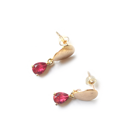 Stone Earrings - red stud